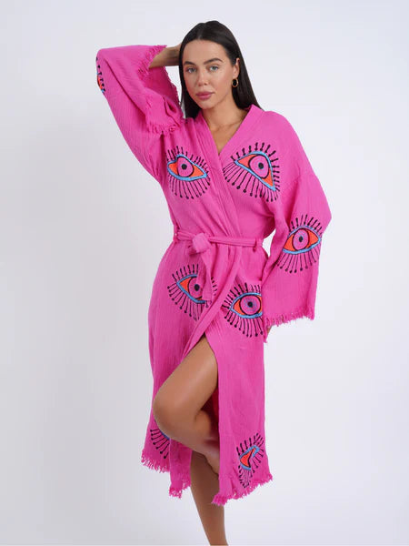 EYE KIMONO ROBE - PINK