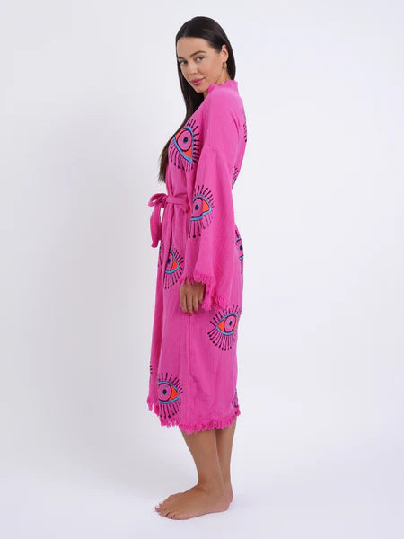 EYE KIMONO ROBE - PINK